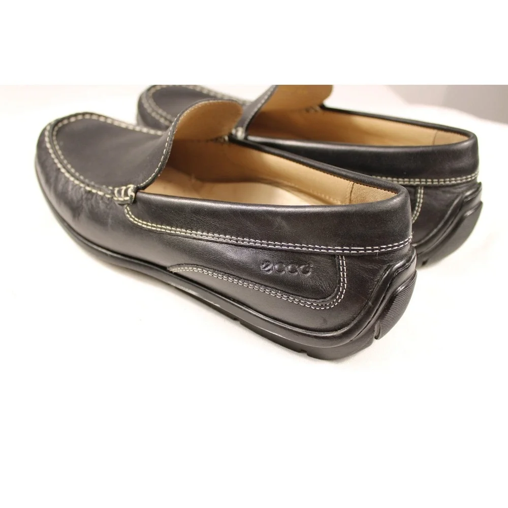 ECCO Mens Driving Loafers Shoes Size US 9.5 EU 43 Black Leather Slip On